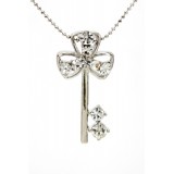 Rhinestone Key Charms Necklaces - Clear - NE-JVSN8625CL